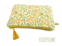 Pochette zipée matelassée liberty Poppy daisy