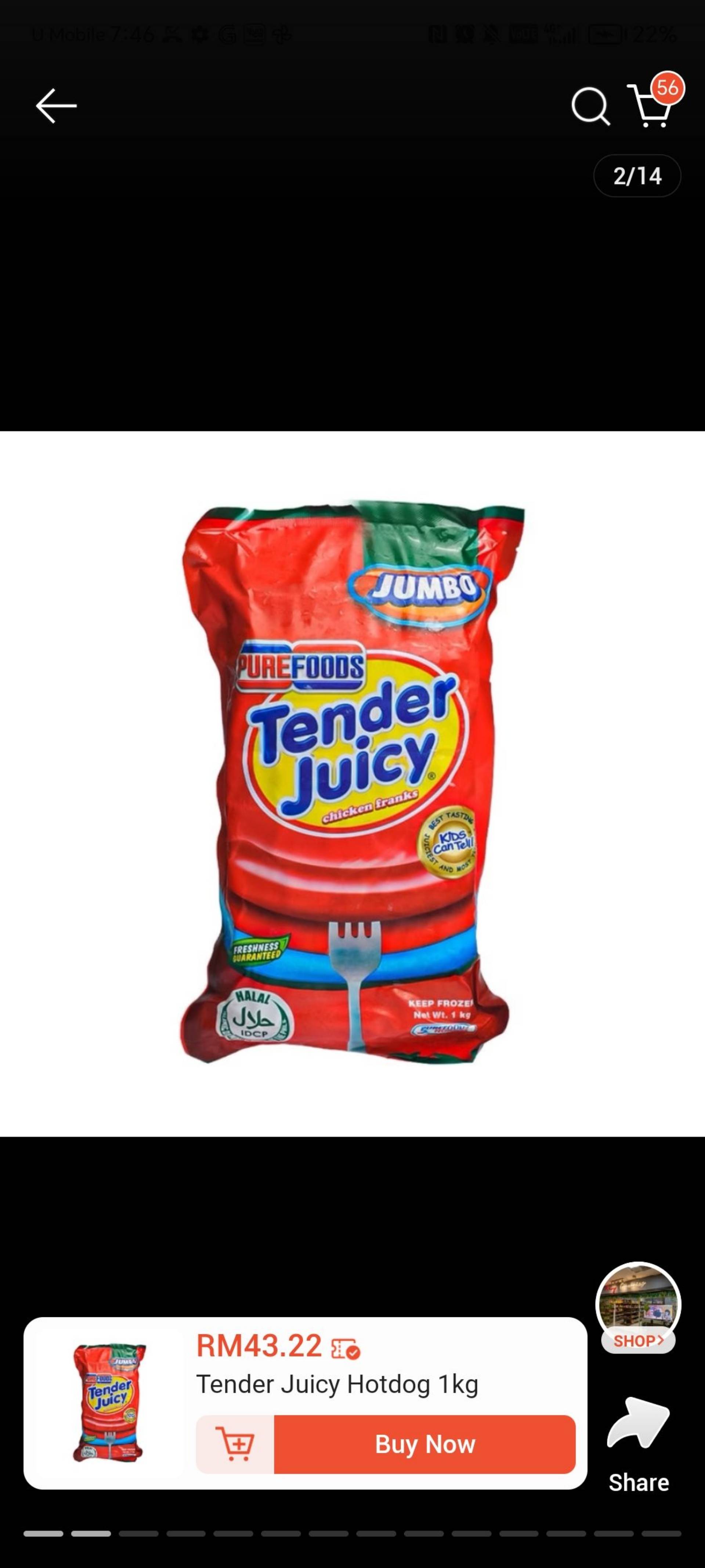 Purefoods Tender Juicy Hotdog Jumbo 1kg_0