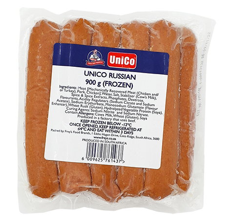FREYS UNICO SMOKED RUSSIANS 900G <<< Econo Foods >>>