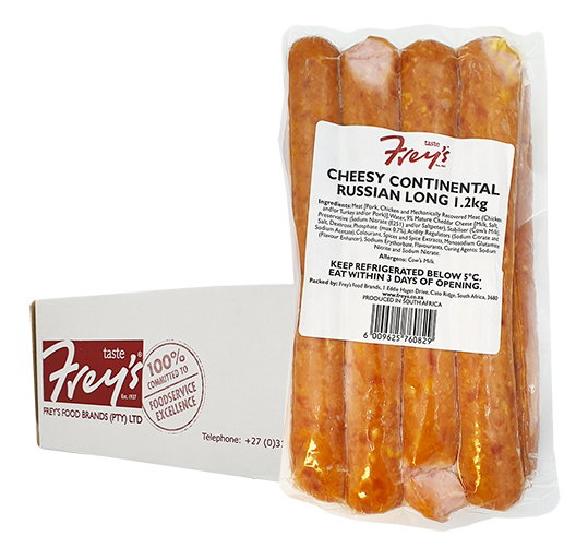 FREYS PREMIUM LONG CHEESE RUSSIANS 6 X 1.2KG Code: CHRLLB <<< Econo Foods >>>