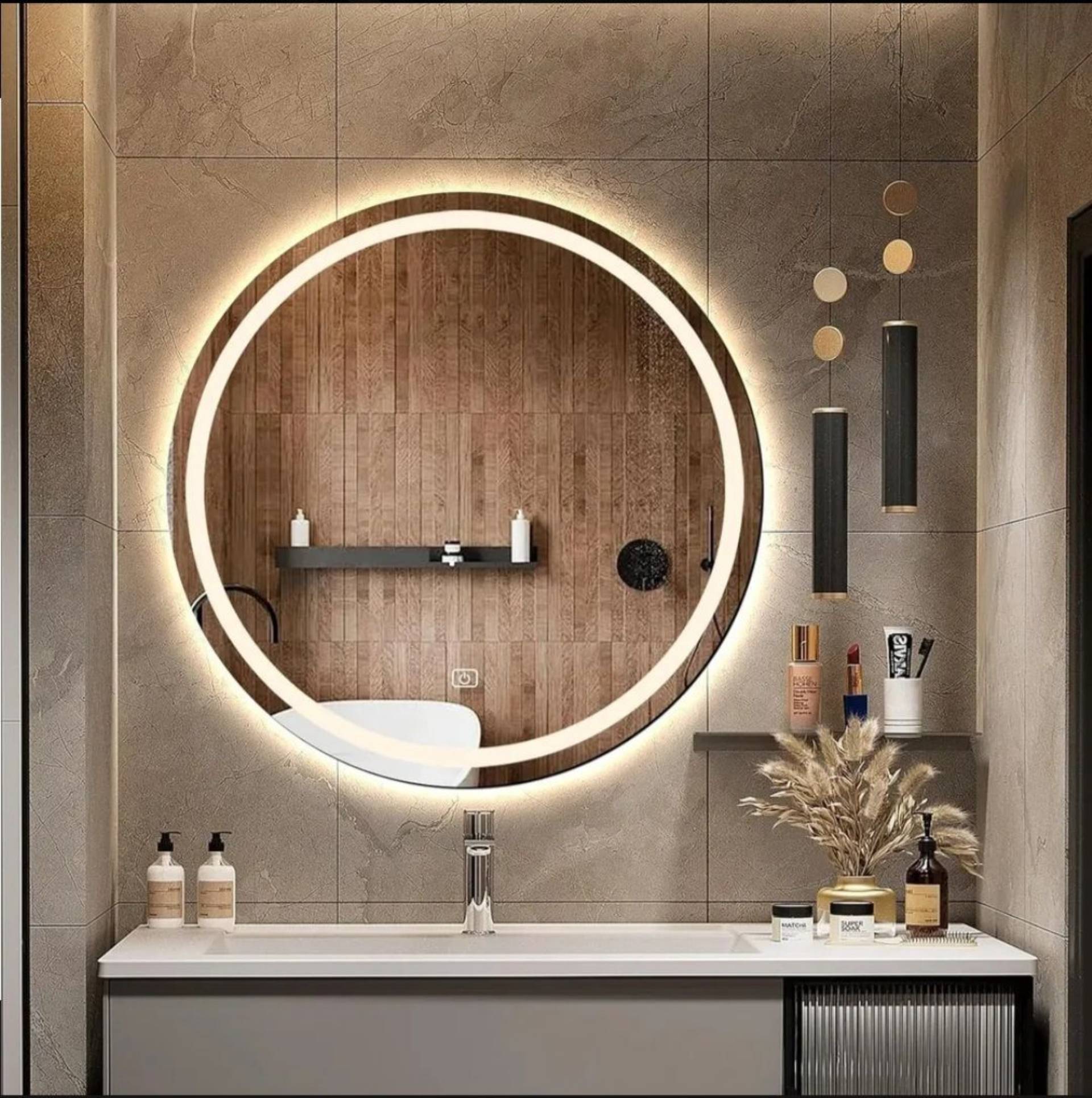 Espejo LED circular 45 cm con desempañador | Entrega hoy Playa