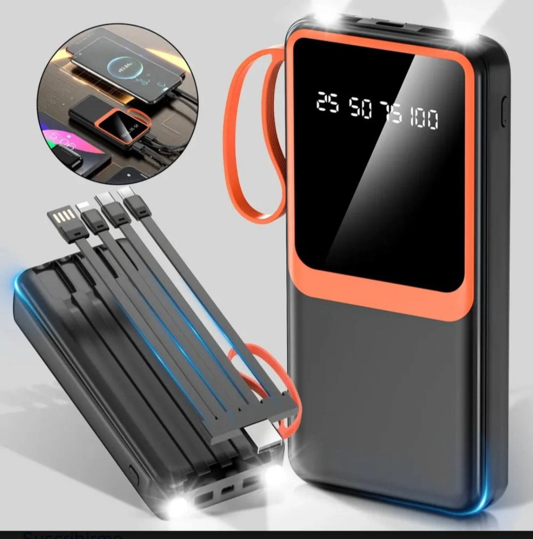 Power bank 15,000 mAh 4 cables integrados · entrega mismo día Playa
