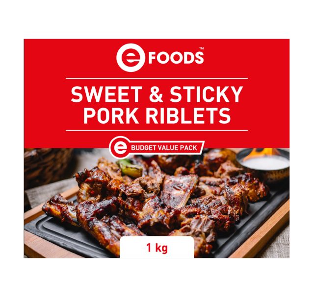 PORK RIBLETS SWEET AND STICKY EFOODS 1KG Code: EFRIBL1KG-U <<< Econo Foods >>>