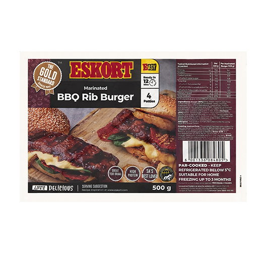 ESKORT MARINATED RIB BURGERS 500G Code: SRB <<< Econo Foods >>>