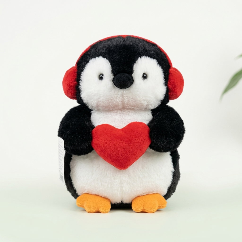 Pinguin cu casti si inima 25CM