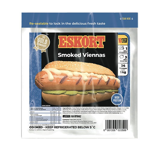 ESKORT SMOKED VIENNAS 1 KG Code: ESKSMVIEU <<< Econo Foods >>>