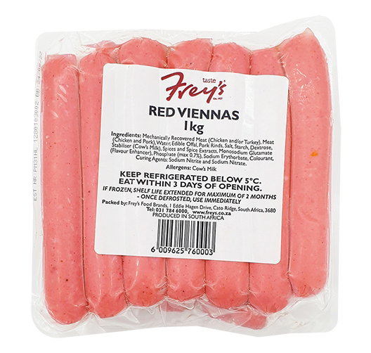 FREYS CATERING RED VIENNAS 1KG Code: CVRU <<< Econo Foods >>>