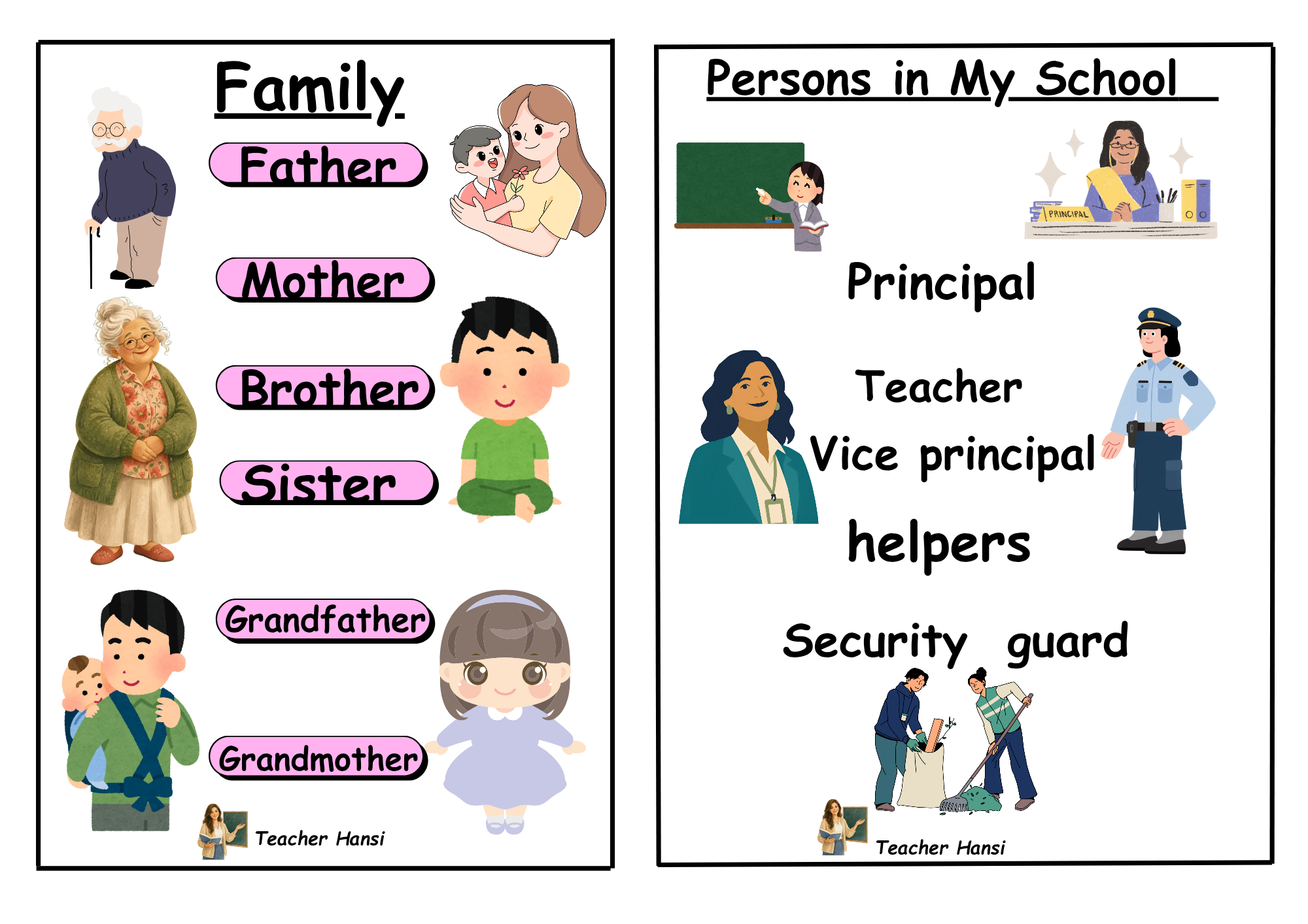 Family members /pepeoples in my school worksheet _0