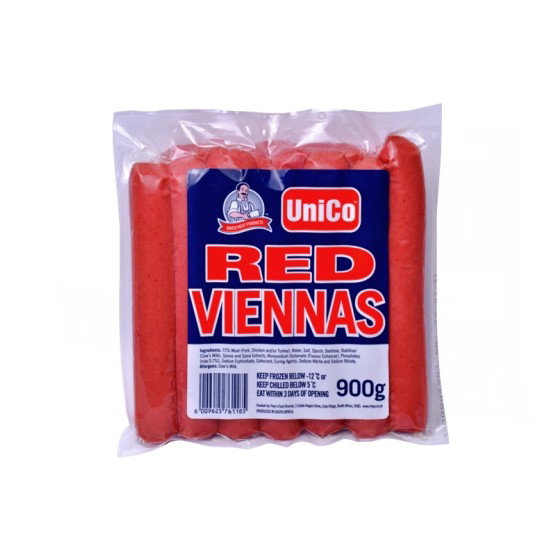 FREYS UNICO RED VIENNAS 900G Code: URV