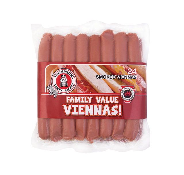 THOMPSONS SMOKED VIENNAS 6 X 1KG Code: VBS61B <<< Econo Foods >>>