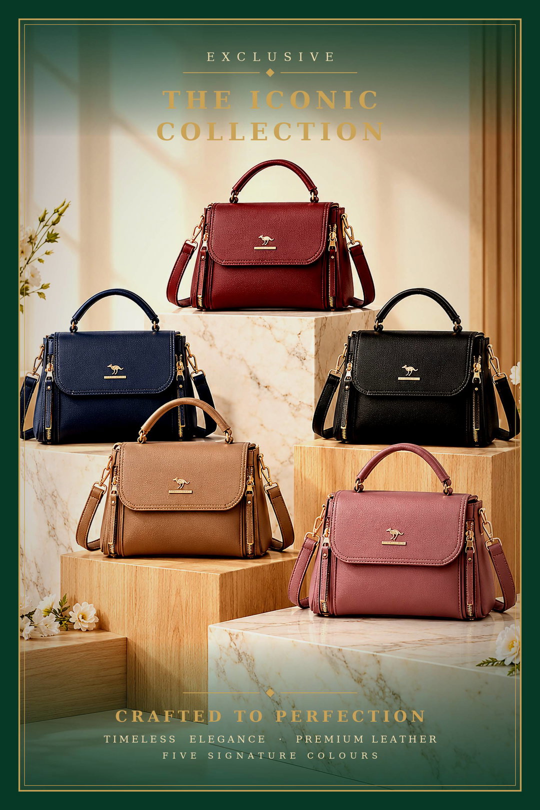 Tas Selempang Wanita Branded Look | Hand Bag Resleting Samping Gold Fashion Korea
