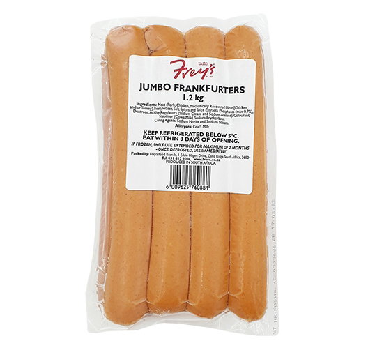 FREYS FOOTLONG FRANKFURTERS 1.2KG Code: F1U <<< Econo Foods >>>