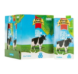 FIRST CHOICE LONG LIFE FULL CREAM MILK 6 X 1LT Code: FCLLMB <<< Econo Foods >>>