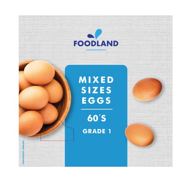 EGGS MIXED L/XL FOODLAND 5 DOZ (60) Code: <<< Econo Foods >>>