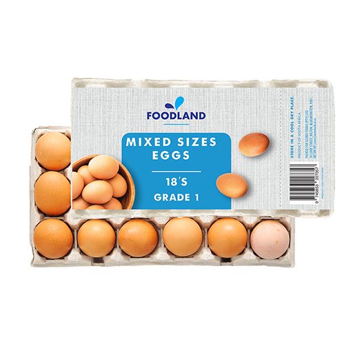 EGGS MIXED L/XL FOODLAND 1.5 DOZ (18) <<< Econo Foods >>>