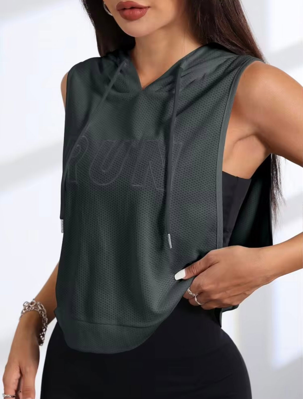 Dark Grey Armless Hoodies  _1