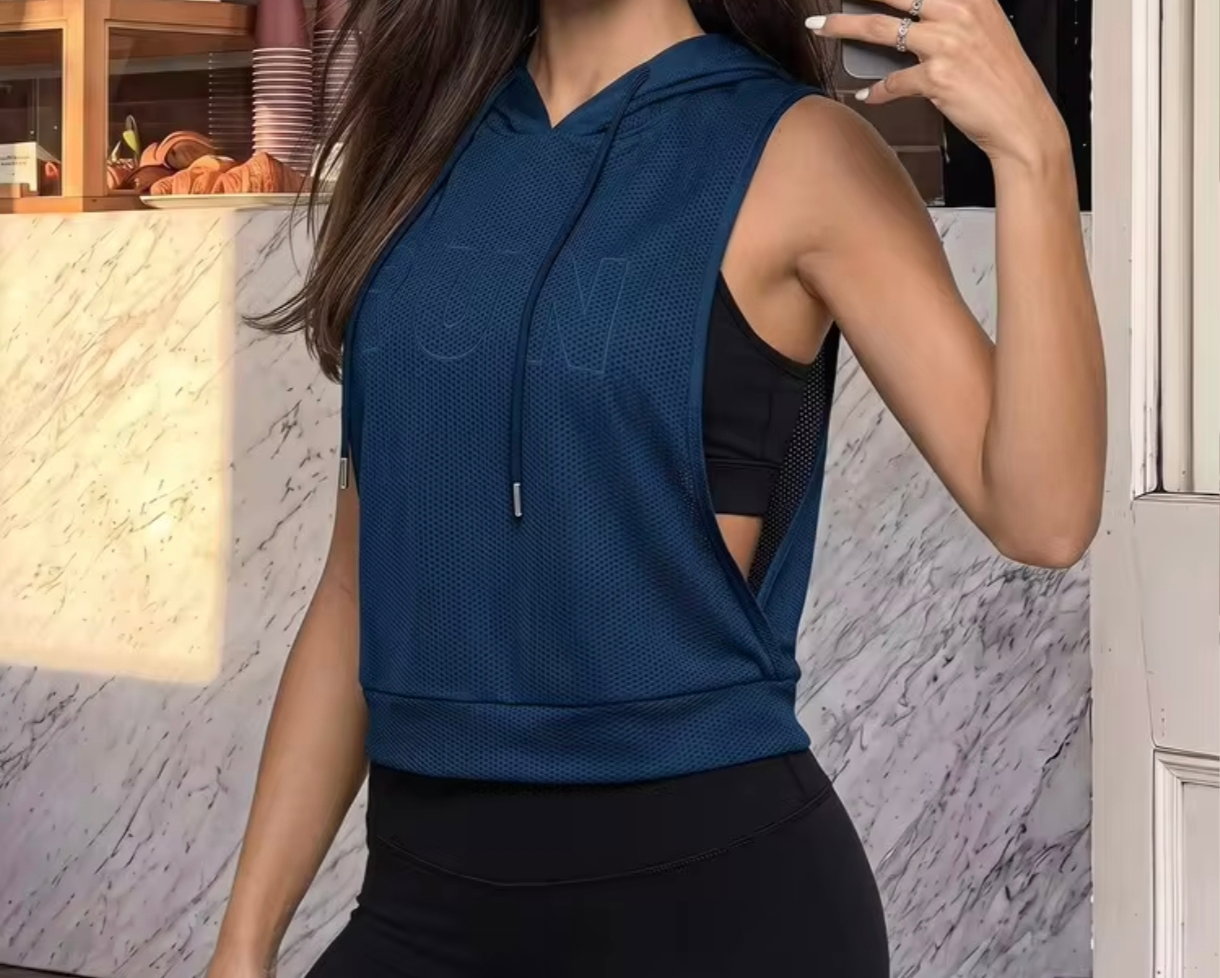 Navy Blue Armless Hoodies   _1
