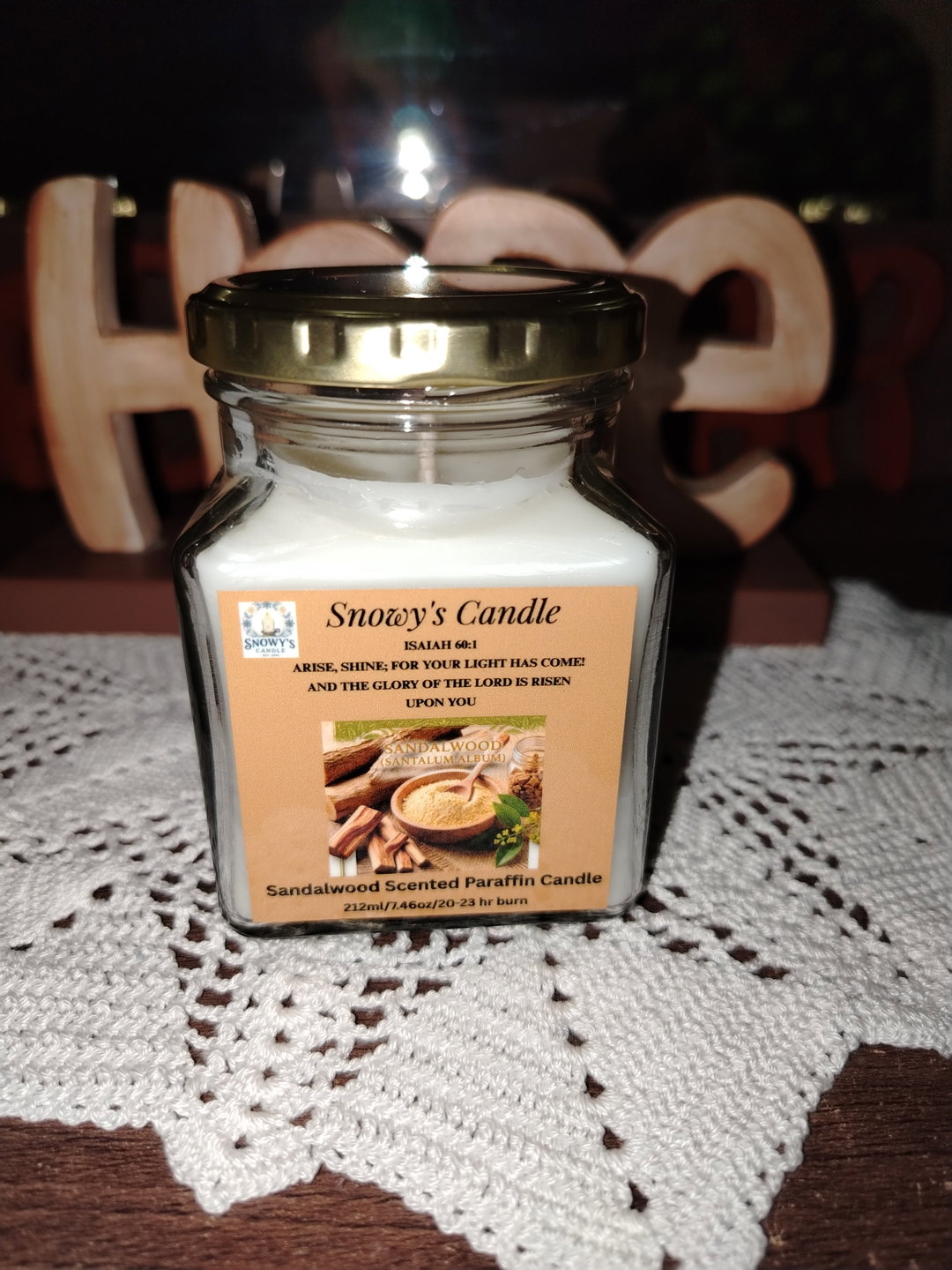 Sandalwood scented paraffin candle 