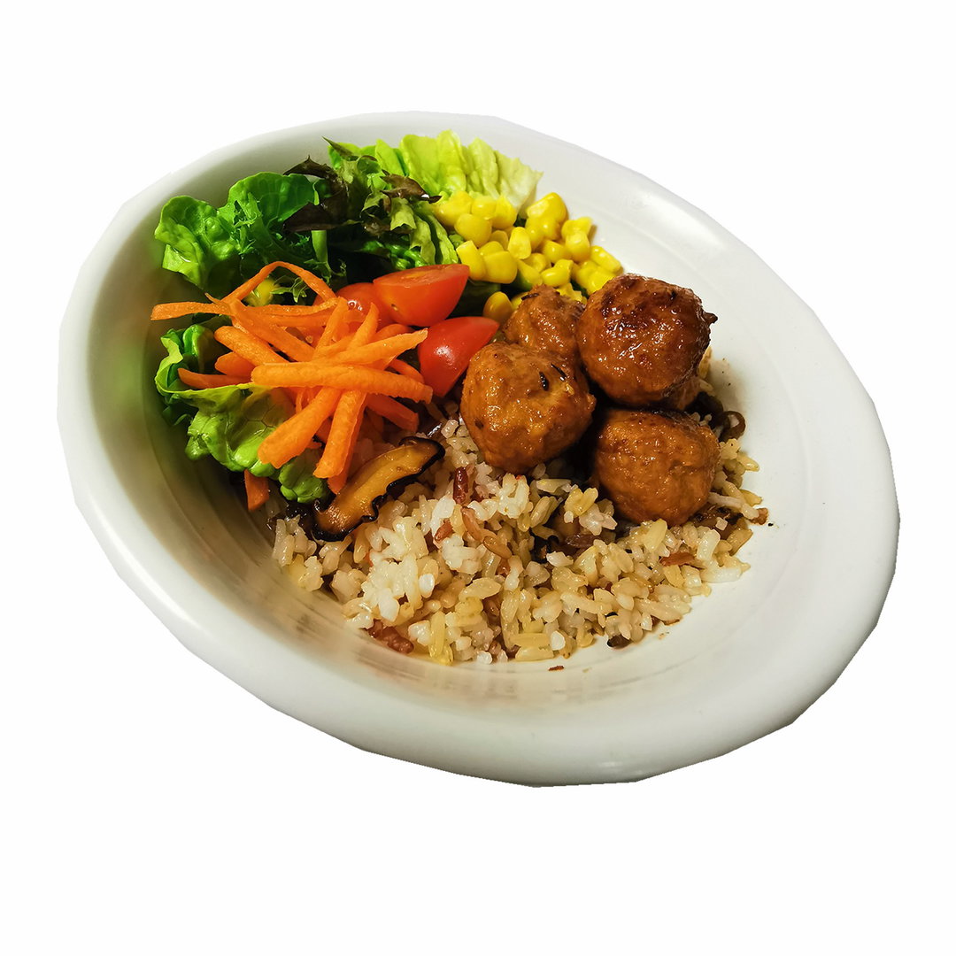 Chicken meatballs rice bowl