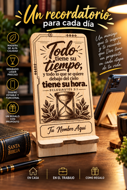 Porta Celular Porta Celular Premium en Madera – Todo tiene su tiempo | Eclesiastés 3:1