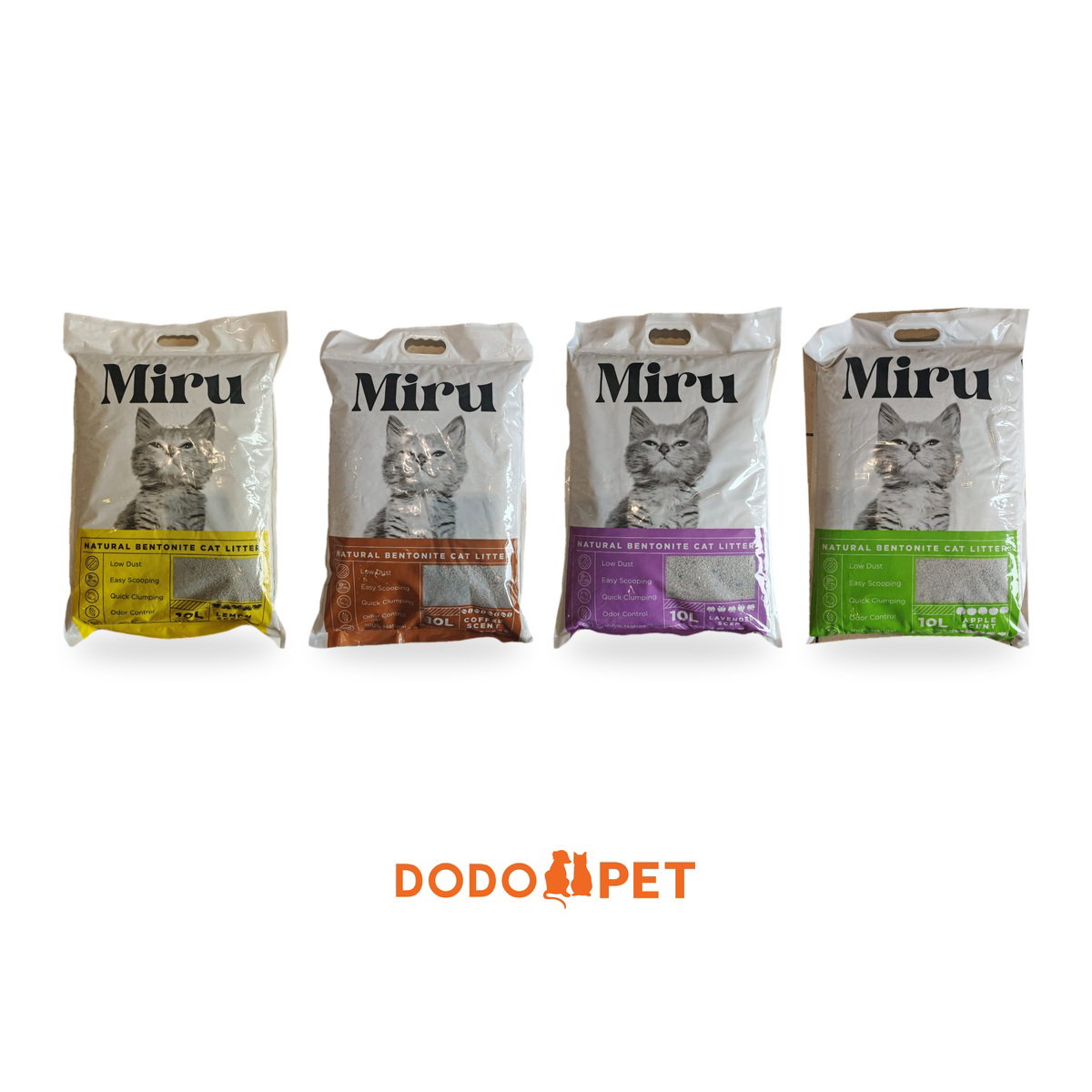 Miru Natural Bentonite Cat Litter 10L – Lemon, Coffee, Lavender, Apple_0