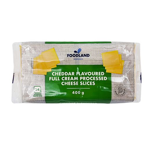 DAIRY CHEESE SLICES 24 CHEDDAR FOODLAND 400G Code: FLSLCH400-U <<< Econo Foods >>>