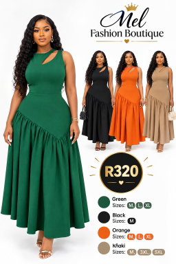ORANGE SLEVELESS BODYCON DRESS WITH RUFFLE HEM DESIGN(M)