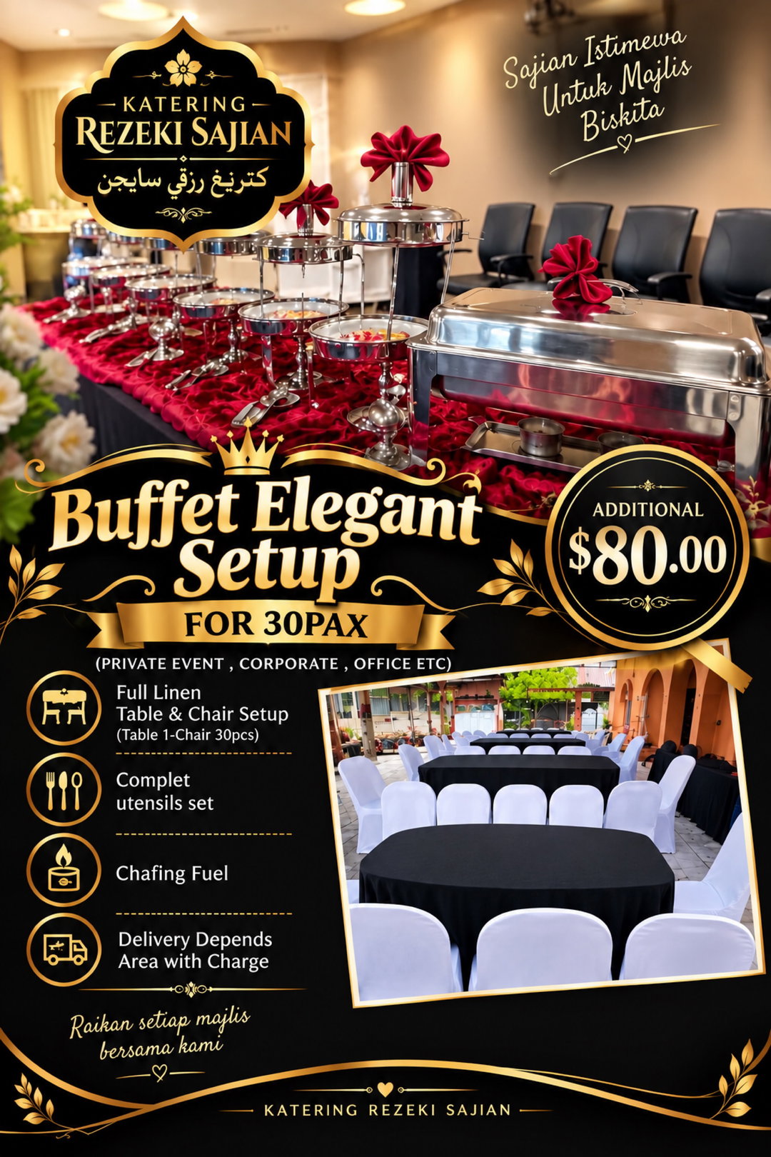 Buffet Elegent setup 30pax addon