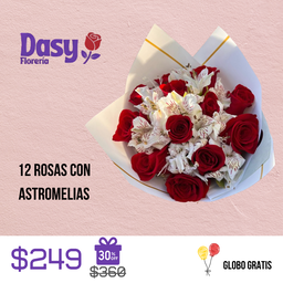 12 ROSAS CON ASTROMELIAS