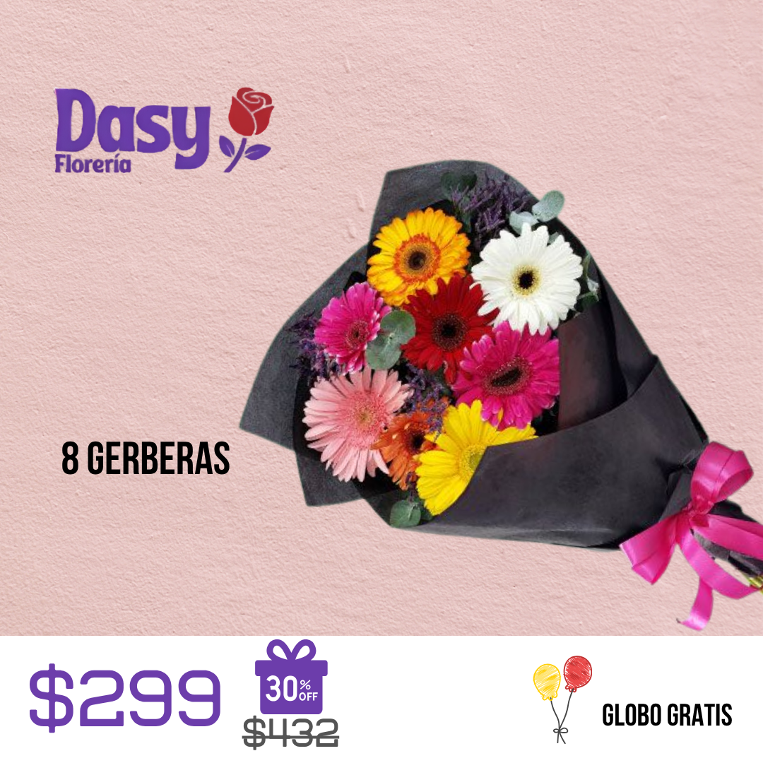 8 GERBERAS