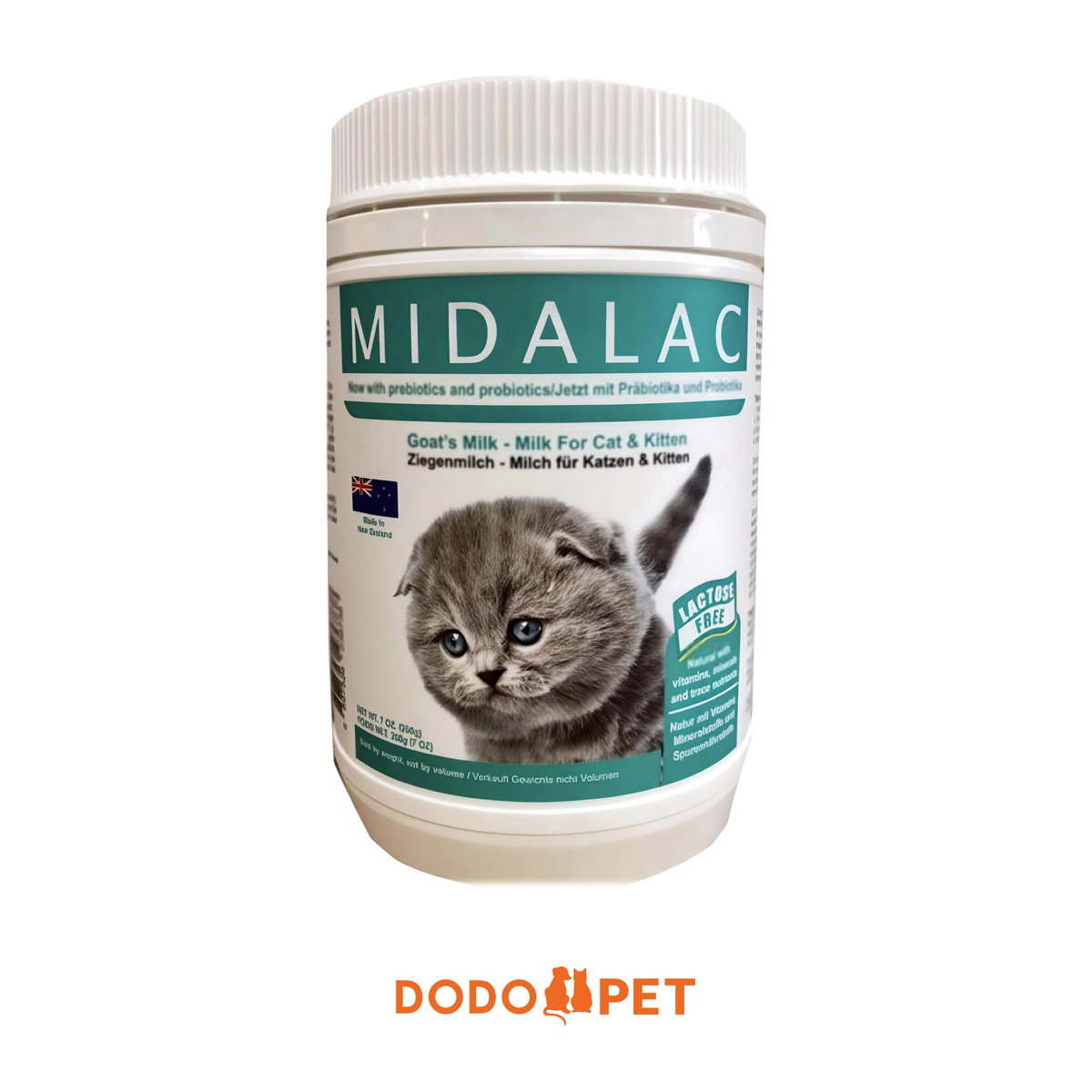 Midalac Goat's Milk for Cat & Kitten 200g – Lactose Free with Prebiotics & Probiotics_0