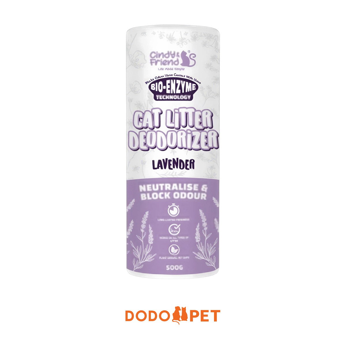 Cindy & Friend Bio-Enzyme Cat Litter Deodorizer 500g – Green Tea, Lavender, Lemon Citrus_2