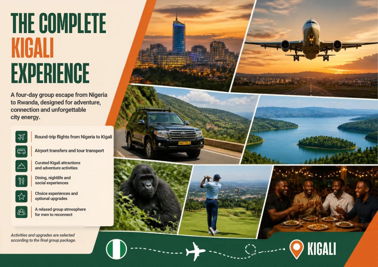 4 DAYS MEN RETREAT KIGALI  All Inclusive Package:  FLIGHT | TRANSPORT | MEAL | ACCOMODATIONS | TOUR ACTIVITIES _5