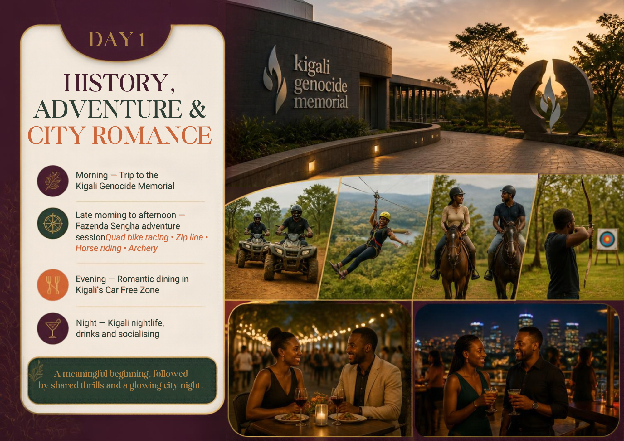3 DAYS ROMANTIC COUPLES VACATION KIGALI  All Inclusive Package:  FLIGHT | TRANSPORT | MEAL | ACCOMODATIONS | TOUR ACTIVITIES _1
