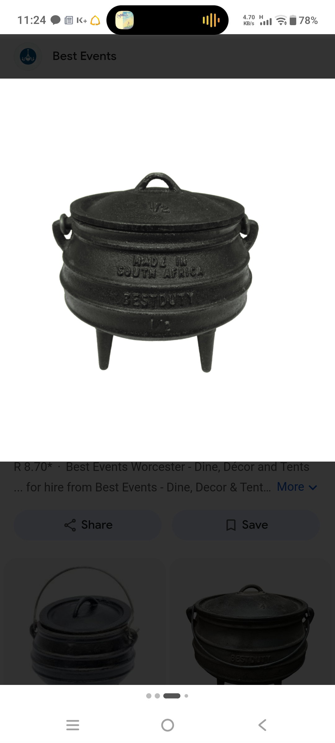 3-leg cast iron potjie pot