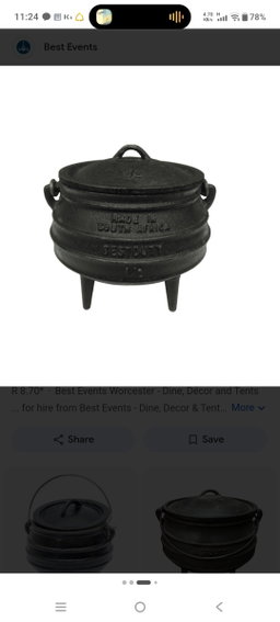3-leg cast iron potjie pot