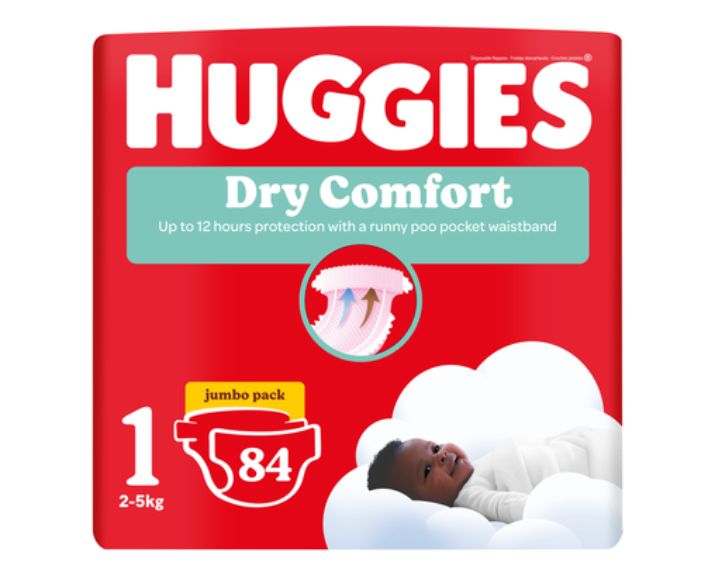 Huggies dry comfort nappies Jumbo pack size 184 pack 