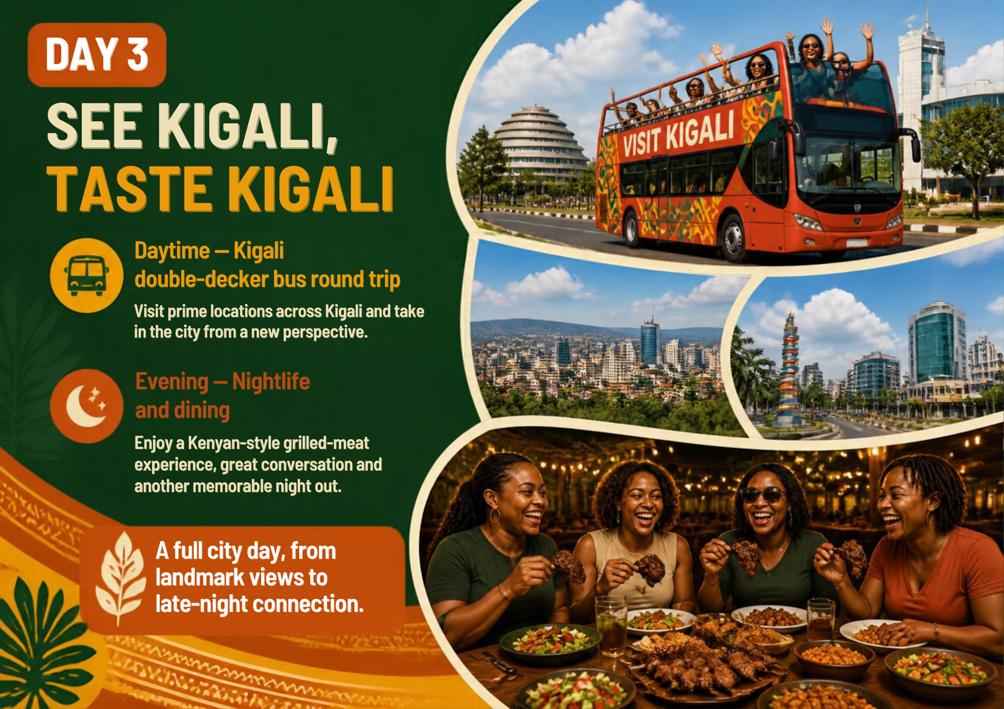 4 DAYS LADY'S GROUP OUT KIGALI  All Inclusive Package:  FLIGHT | TRANSPORT | MEAL | ACCOMODATIONS | TOUR ACTIVITIES  _4