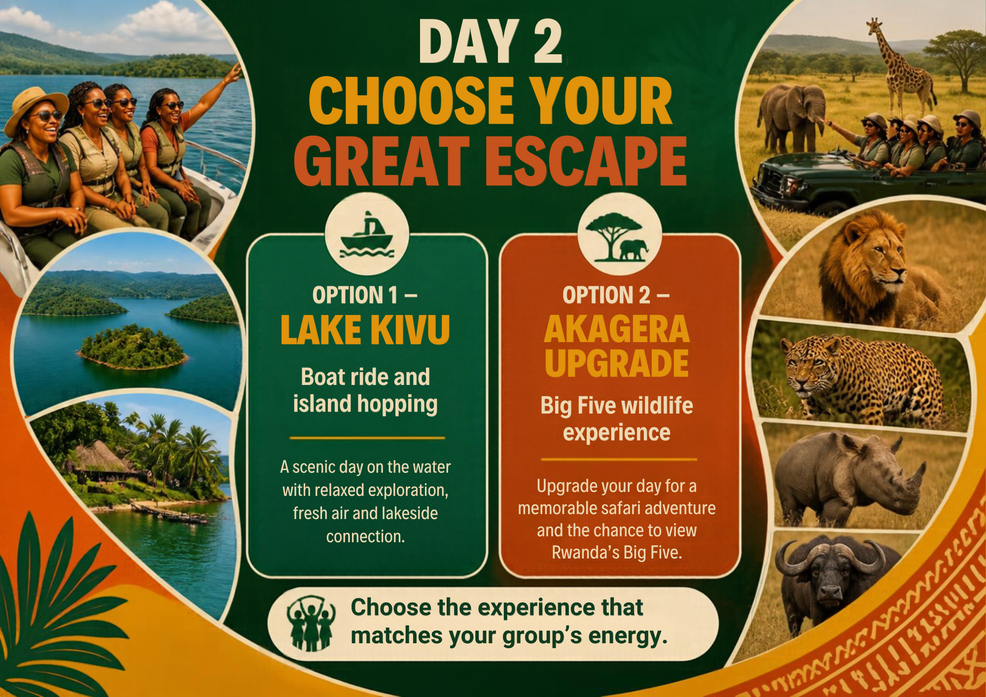 4 DAYS LADY'S GROUP OUT KIGALI  All Inclusive Package:  FLIGHT | TRANSPORT | MEAL | ACCOMODATIONS | TOUR ACTIVITIES  _3