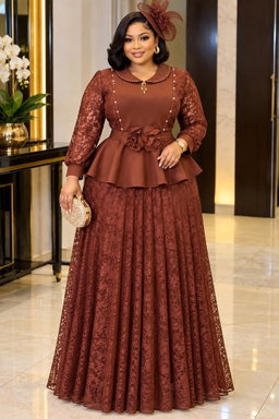 👗 Lace Peplum Maxi Dress