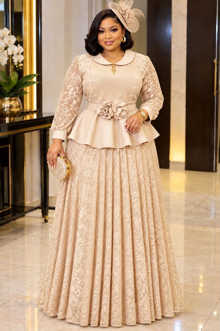 👗 Lace Peplum Maxi Dress_2