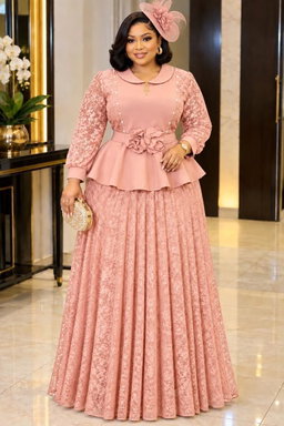 👗 Lace Peplum Maxi Dress