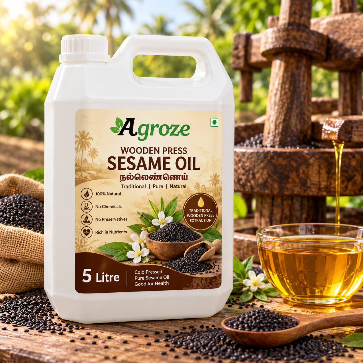 WOODEN PRESS SESAME OIL 5 LIT_0