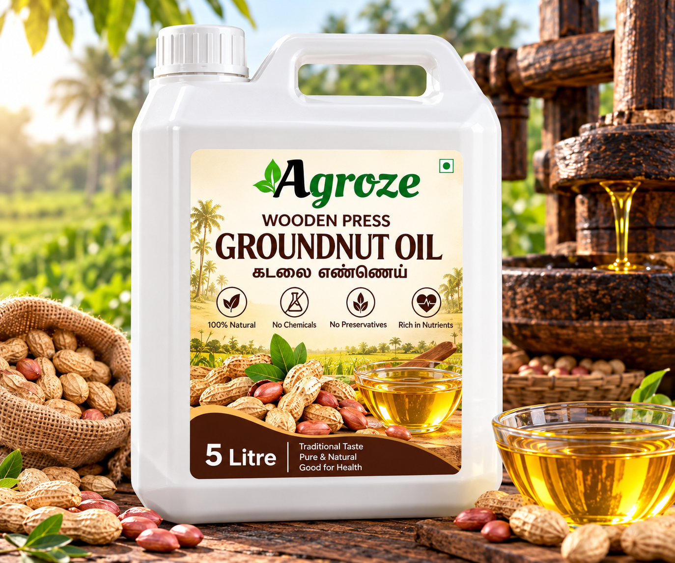 WOODEN PRESS GROUNDNUT OIL 5 LIT_0