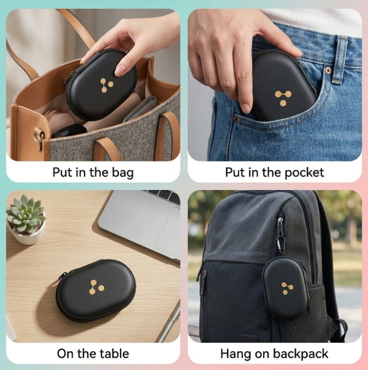 Premium Black Hard Shell Storage Case for Earbuds, Charging Cable & Adapter Organizer_4