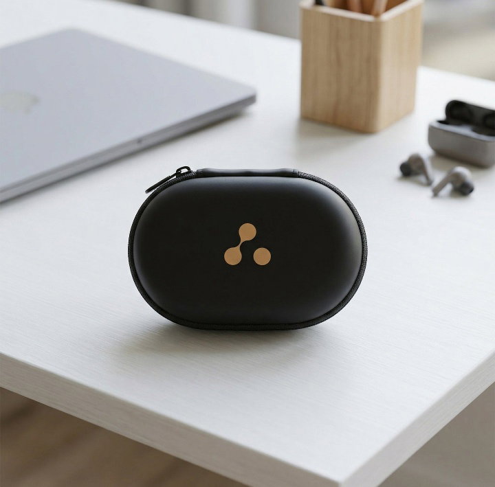 Premium Black Hard Shell Storage Case for Earbuds, Charging Cable & Adapter Organizer