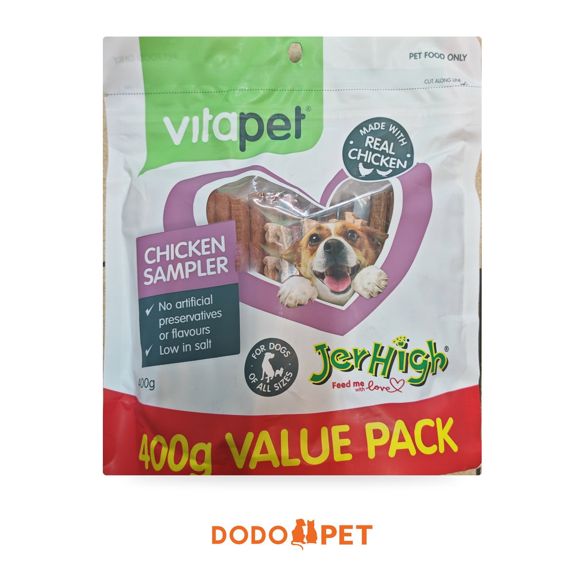 Vitapet JerHigh Dog Treats 400g Value Pack – Chicken Sampler, Milky Sticks_1