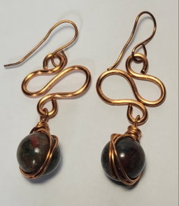 Copper and bloodstone earrings 