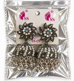 Midnight Sparkle Oxidized Jhumka