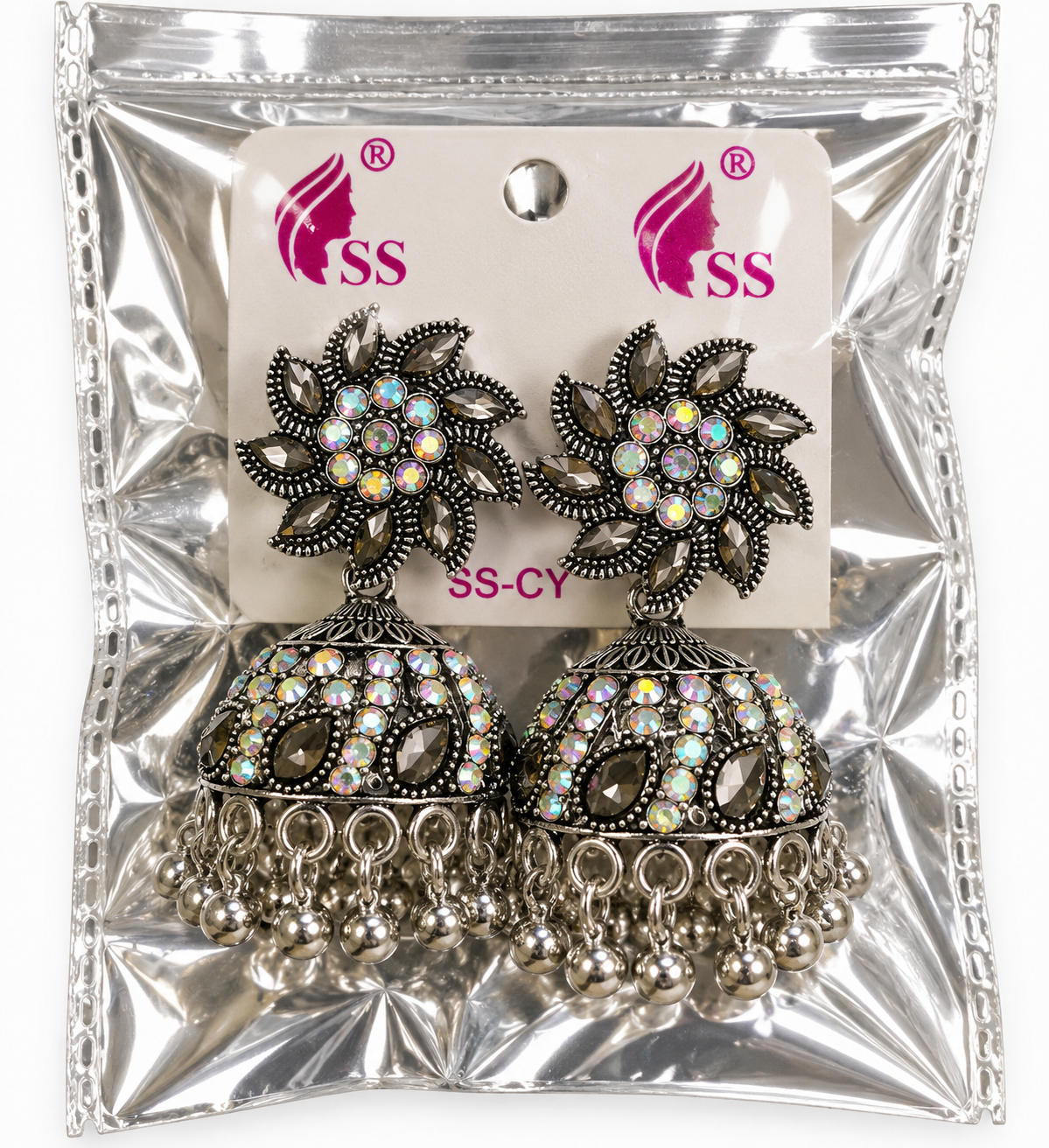 Midnight Sparkle Oxidized Jhumka